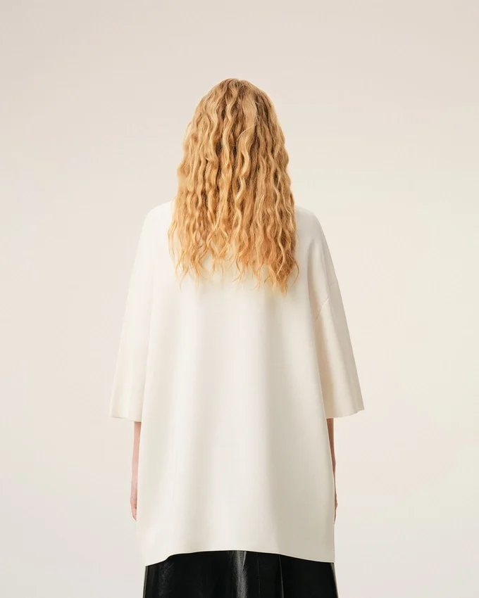 White Wool Short Sleeves V Neck Sweater White Wool Short Sleeves V Neck Sweater
