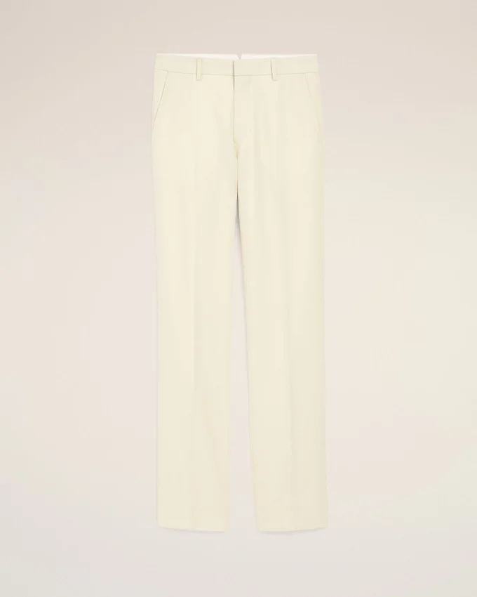 White Wool Straight Trousers White Wool Straight Trousers