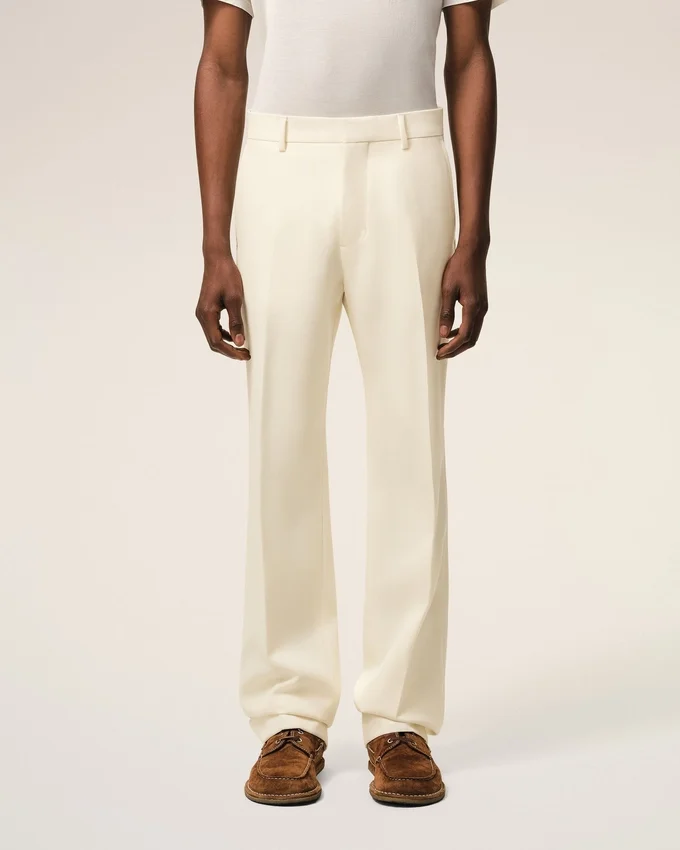 White Wool Straight Trousers White Wool Straight Trousers