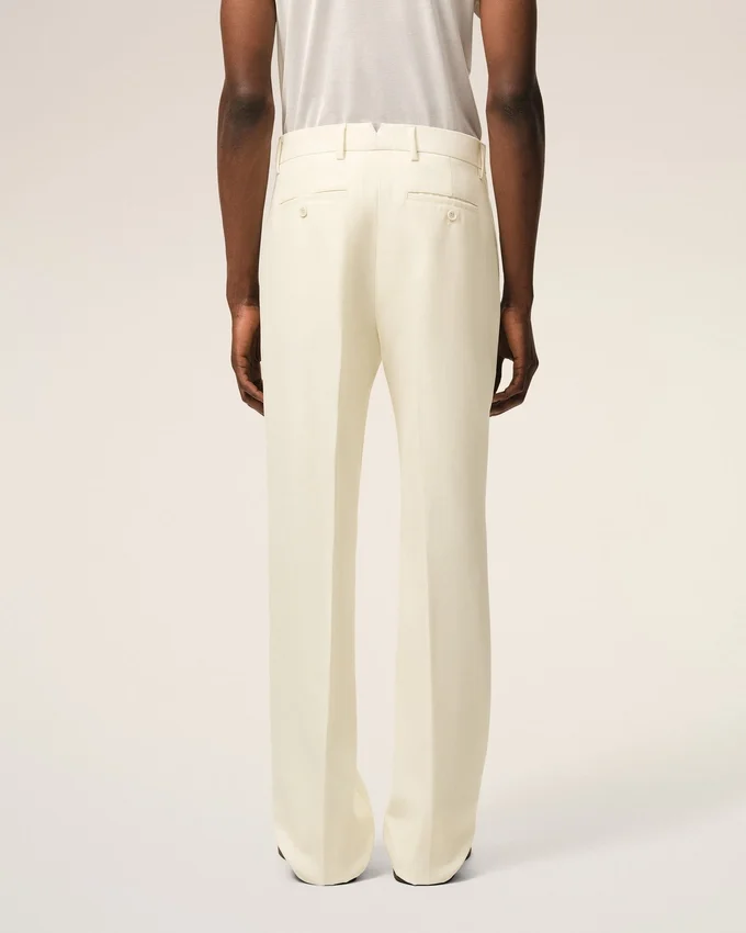 White Wool Straight Trousers White Wool Straight Trousers
