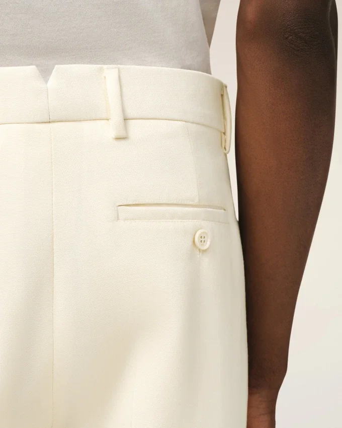 White Wool Straight Trousers White Wool Straight Trousers