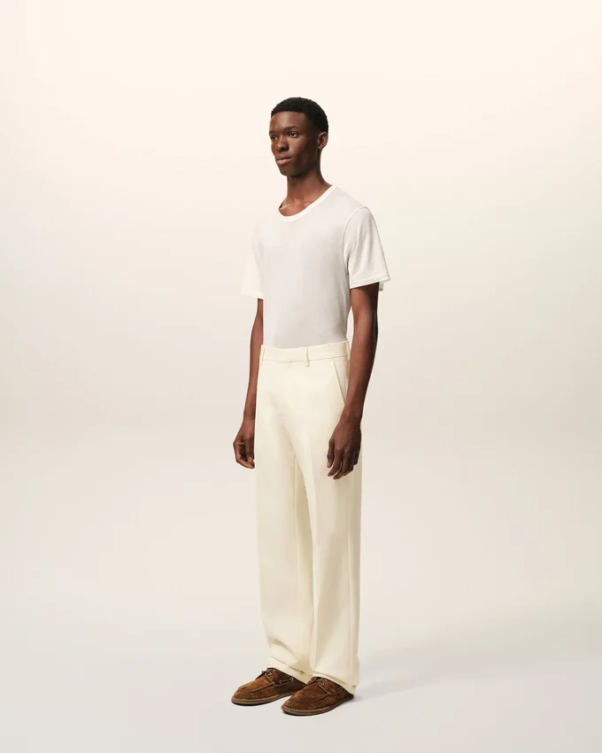White Wool Straight Trousers White Wool Straight Trousers