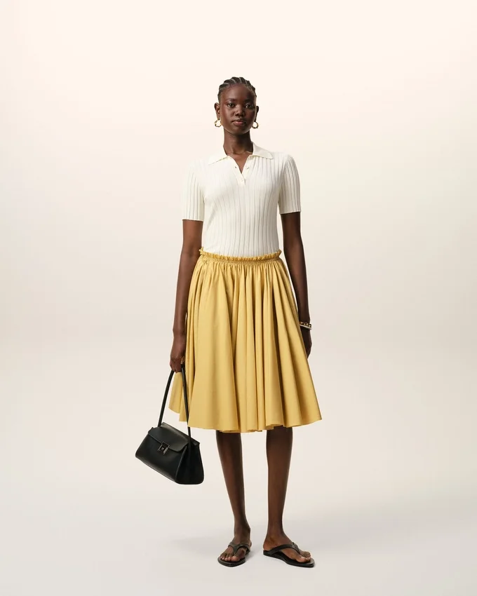 Yellow Cotton Midi Corolla Skirt Yellow Cotton Midi Corolla Skirt