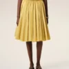 Yellow Cotton Midi Corolla Skirt Yellow Cotton Midi Corolla Skirt