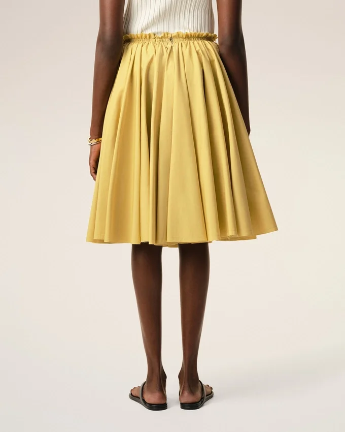 Yellow Cotton Midi Corolla Skirt Yellow Cotton Midi Corolla Skirt