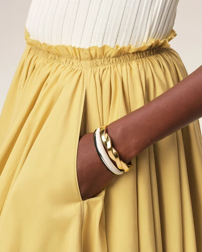 Yellow Cotton Midi Corolla Skirt Yellow Cotton Midi Corolla Skirt