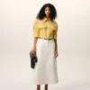 Yellow Cotton Sharp Collar Fitted Shirt