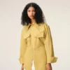 Yellow Cotton Sharp Collar Fitted Shirt