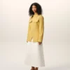 Yellow Cotton Sharp Collar Fitted Shirt