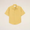 Yellow Cotton Short Sleeve Camp Collar Boxy Shirt Yellow Cotton Short Sleeve Camp Collar Boxy Shirt