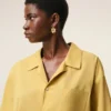 Yellow Cotton Short Sleeve Camp Collar Boxy Shirt Yellow Cotton Short Sleeve Camp Collar Boxy Shirt