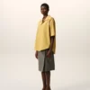Yellow Cotton Short Sleeve Camp Collar Boxy Shirt Yellow Cotton Short Sleeve Camp Collar Boxy Shirt