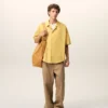 Yellow Cotton Short Sleeve Camp Collar Boxy Shirt Yellow Cotton Short Sleeve Camp Collar Boxy Shirt