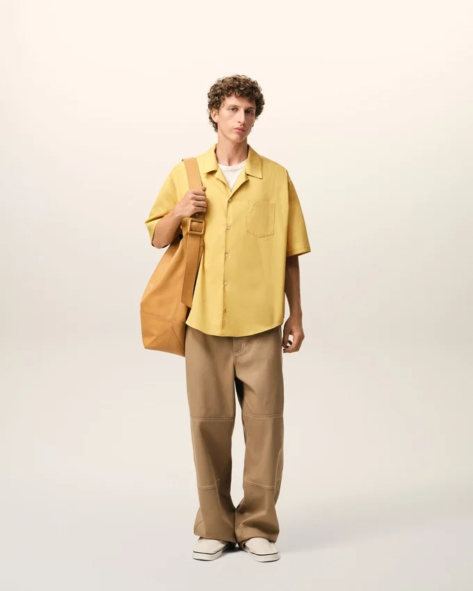 Yellow Cotton Short Sleeve Camp Collar Boxy Shirt Yellow Cotton Short Sleeve Camp Collar Boxy Shirt