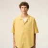 Yellow Cotton Short Sleeve Camp Collar Boxy Shirt Yellow Cotton Short Sleeve Camp Collar Boxy Shirt