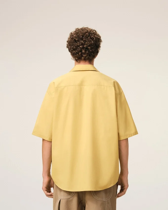 Yellow Cotton Short Sleeve Camp Collar Boxy Shirt Yellow Cotton Short Sleeve Camp Collar Boxy Shirt