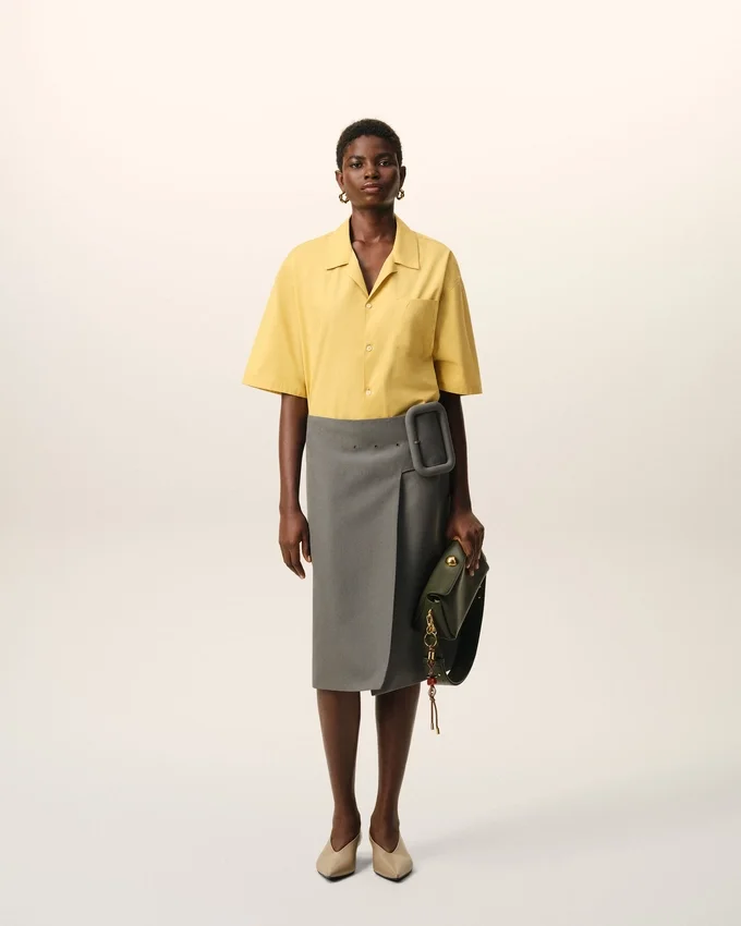 Yellow Cotton Short Sleeve Camp Collar Boxy Shirt Yellow Cotton Short Sleeve Camp Collar Boxy Shirt