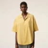 Yellow Cotton Short Sleeve Camp Collar Boxy Shirt Yellow Cotton Short Sleeve Camp Collar Boxy Shirt