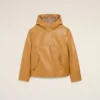 Yellow Cow Leather Hooded Jacket