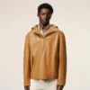 Yellow Cow Leather Hooded Jacket