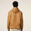 Yellow Cow Leather Hooded Jacket