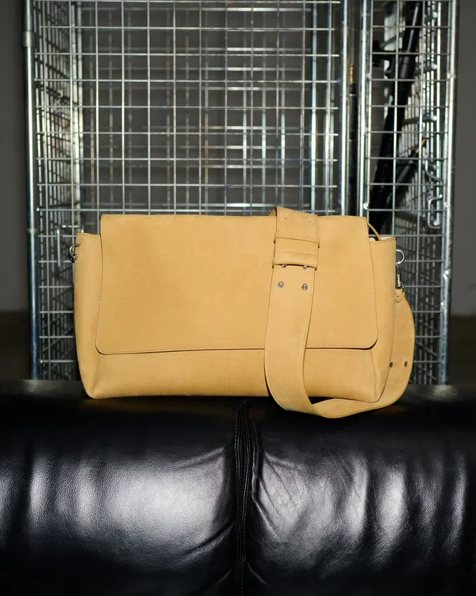 Yellow Cow Leather Large Flap Carrousel Bag Yellow Cow Leather Large Flap Carrousel Bag