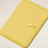 Yellow Cowhide Leather Ami De Coeur Card Holder