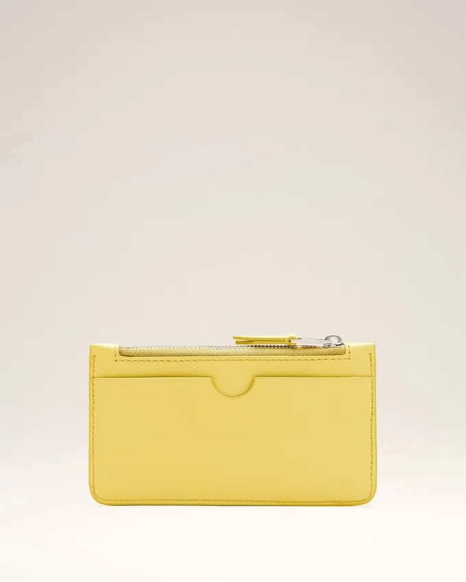 Yellow Cowhide Leather Ami De Coeur Zipped Card Holder Yellow Cowhide Leather Ami De Coeur Zipped Card Holder