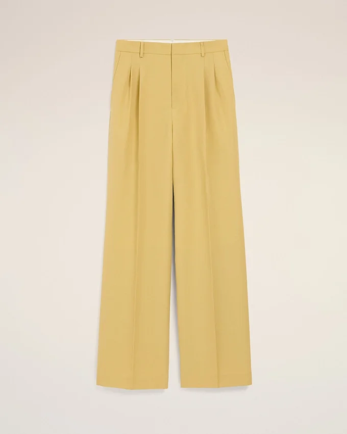 Yellow New Wool Low Waist Wide Trousers Yellow New Wool Low Waist Wide Trousers