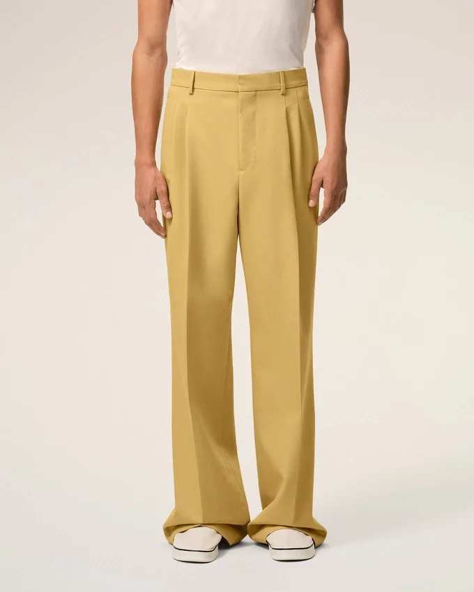 Yellow New Wool Low Waist Wide Trousers Yellow New Wool Low Waist Wide Trousers