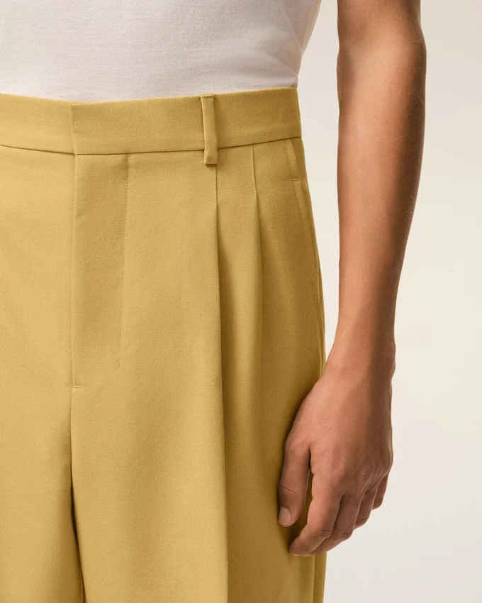 Yellow New Wool Low Waist Wide Trousers Yellow New Wool Low Waist Wide Trousers