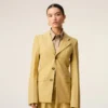 Yellow New Wool Single Breasted Fitted Jacket