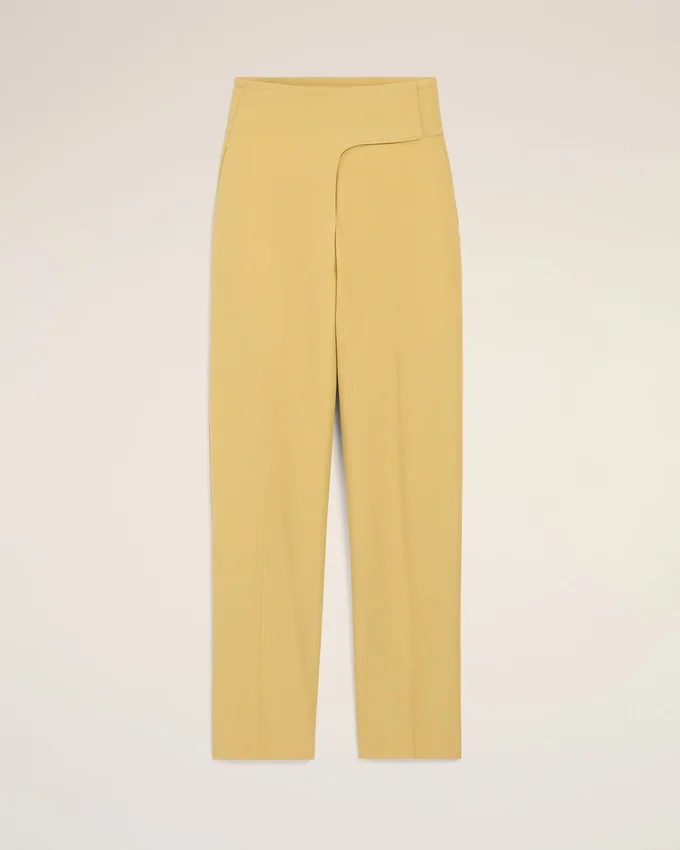Yellow New Wool Wrapped Belted Trousers Yellow New Wool Wrapped Belted Trousers