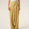 Yellow New Wool Wrapped Belted Trousers Yellow New Wool Wrapped Belted Trousers