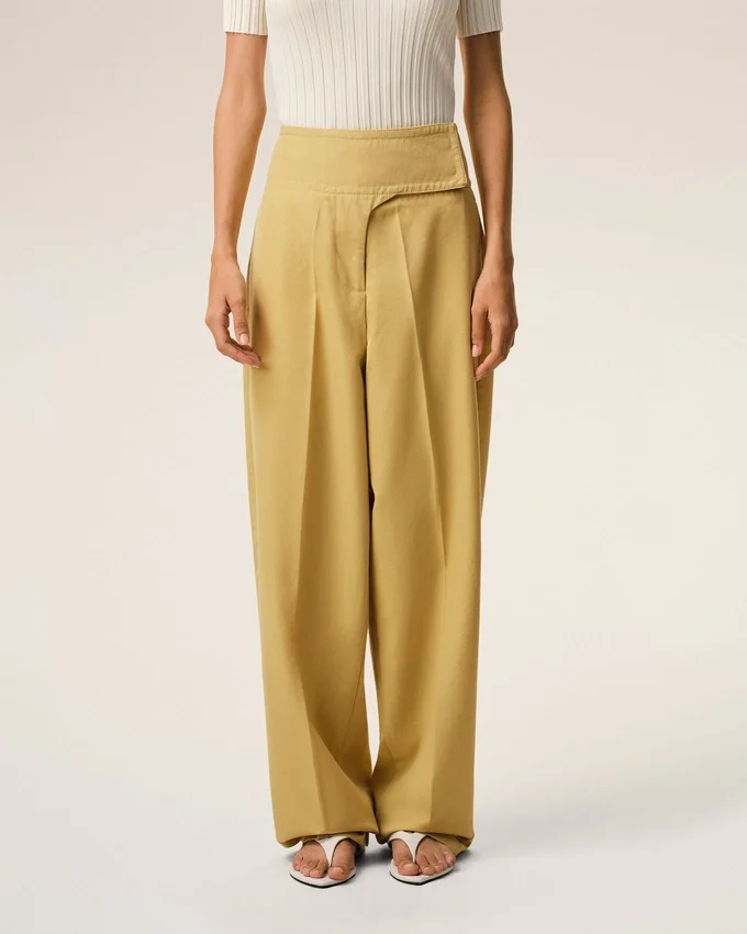 Yellow New Wool Wrapped Belted Trousers Yellow New Wool Wrapped Belted Trousers