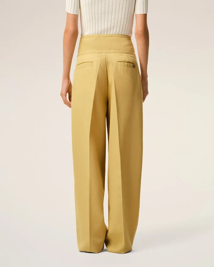 Yellow New Wool Wrapped Belted Trousers Yellow New Wool Wrapped Belted Trousers