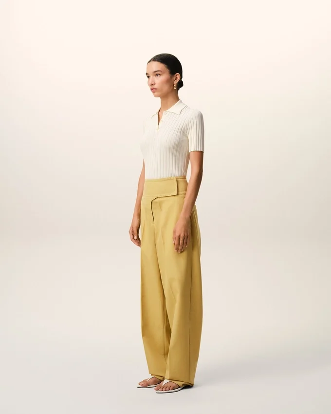 Yellow New Wool Wrapped Belted Trousers Yellow New Wool Wrapped Belted Trousers