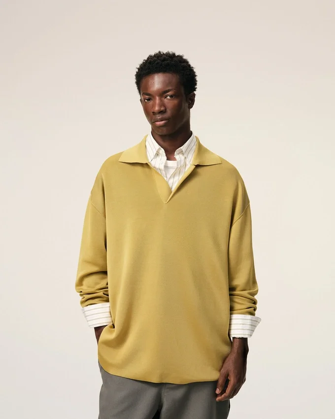 Yellow Wool Long Sleeves Polo Yellow Wool Long Sleeves Polo