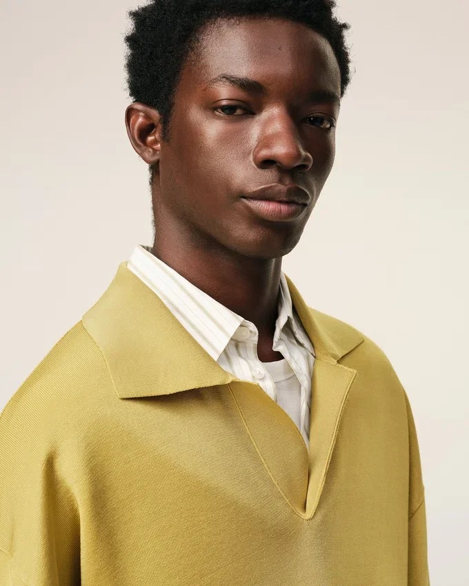 Yellow Wool Long Sleeves Polo Yellow Wool Long Sleeves Polo