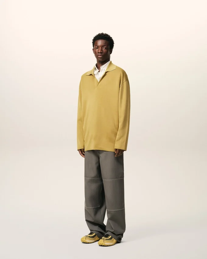 Yellow Wool Long Sleeves Polo Yellow Wool Long Sleeves Polo