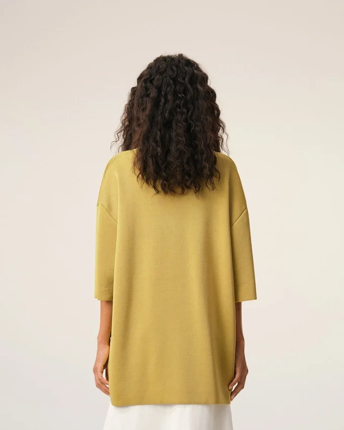 Yellow Wool Short Sleeves V Neck Sweater Yellow Wool Short Sleeves V Neck Sweater