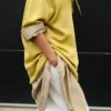 Yellow Wool Short Sleeves V Neck Sweater Yellow Wool Short Sleeves V Neck Sweater