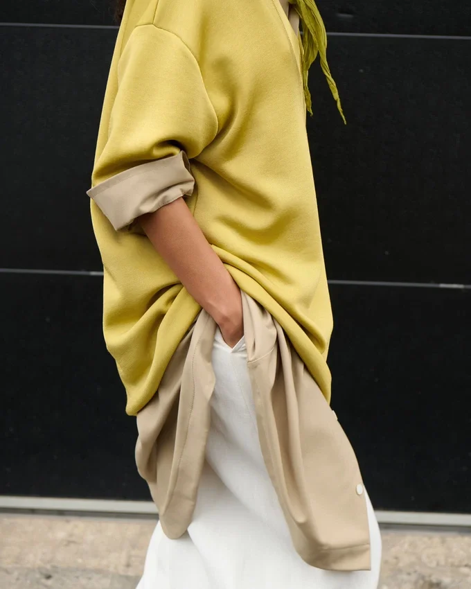 Yellow Wool Short Sleeves V Neck Sweater Yellow Wool Short Sleeves V Neck Sweater